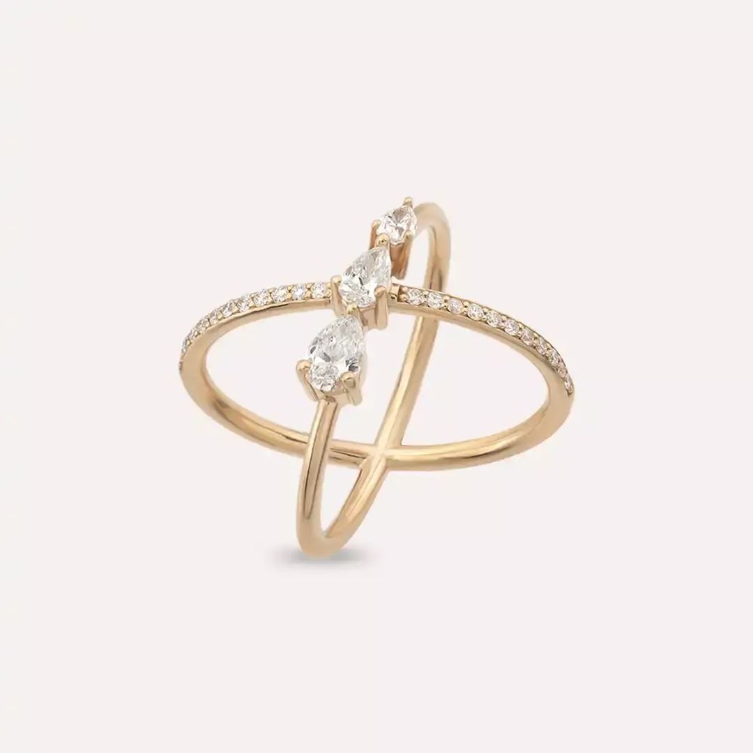 0.79 CT Pırlanta Taşlı Rose Altın Yüzük