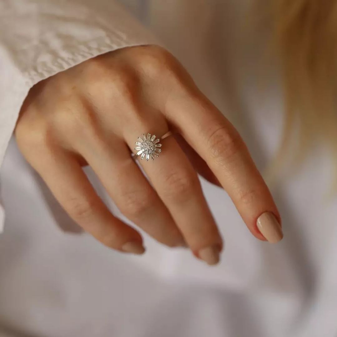 Shiny 0.51 CT Pırlanta Taşlı Beyaz Altın Yüzük