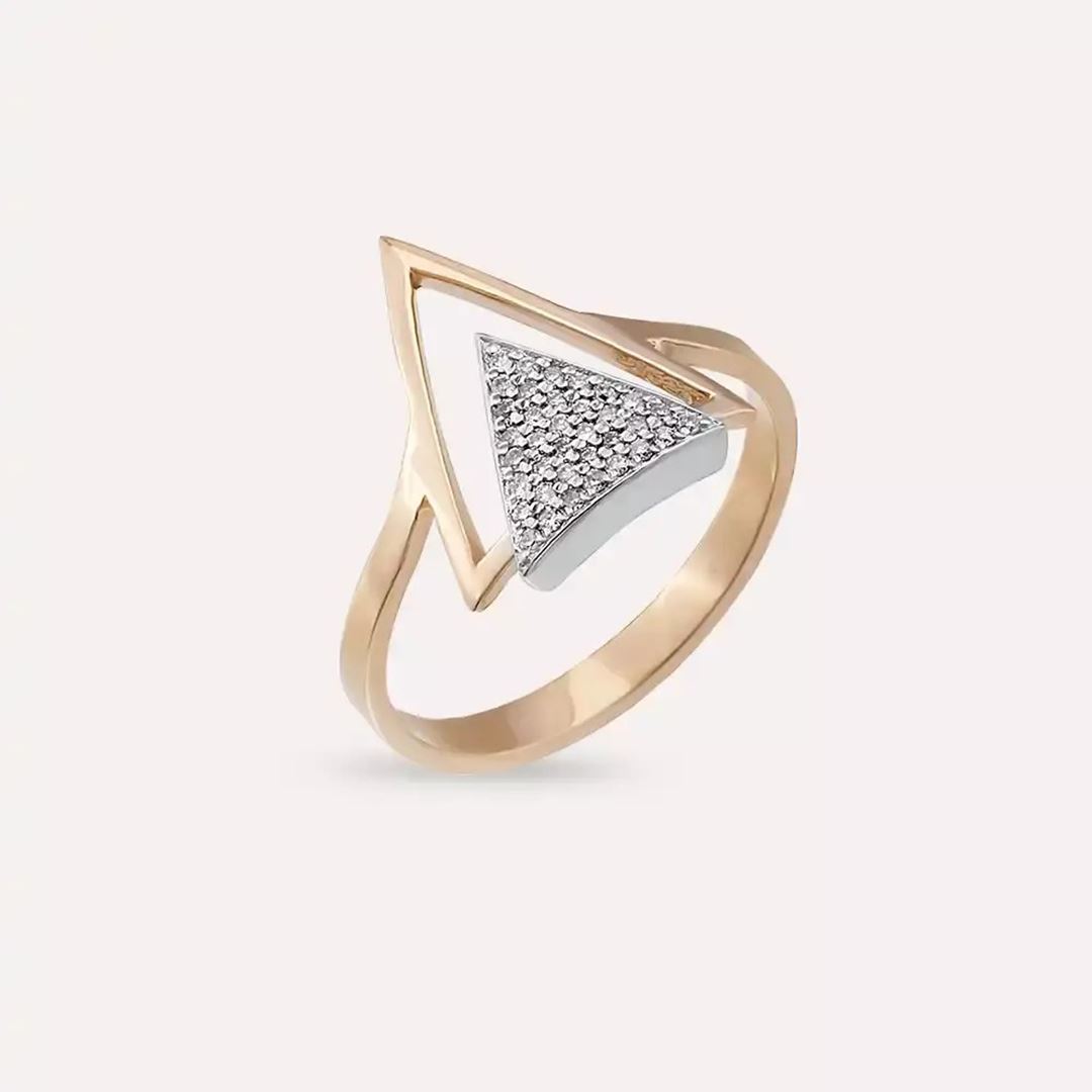 0.12 CT Pırlanta Taşlı Rose Altın Yüzük