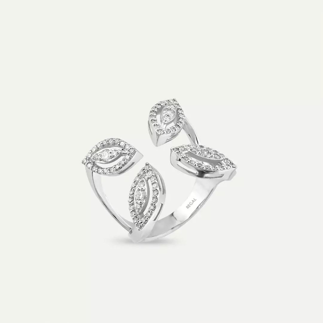 Puller Pırlanta Taşlı Beyaz Altın Yüzük