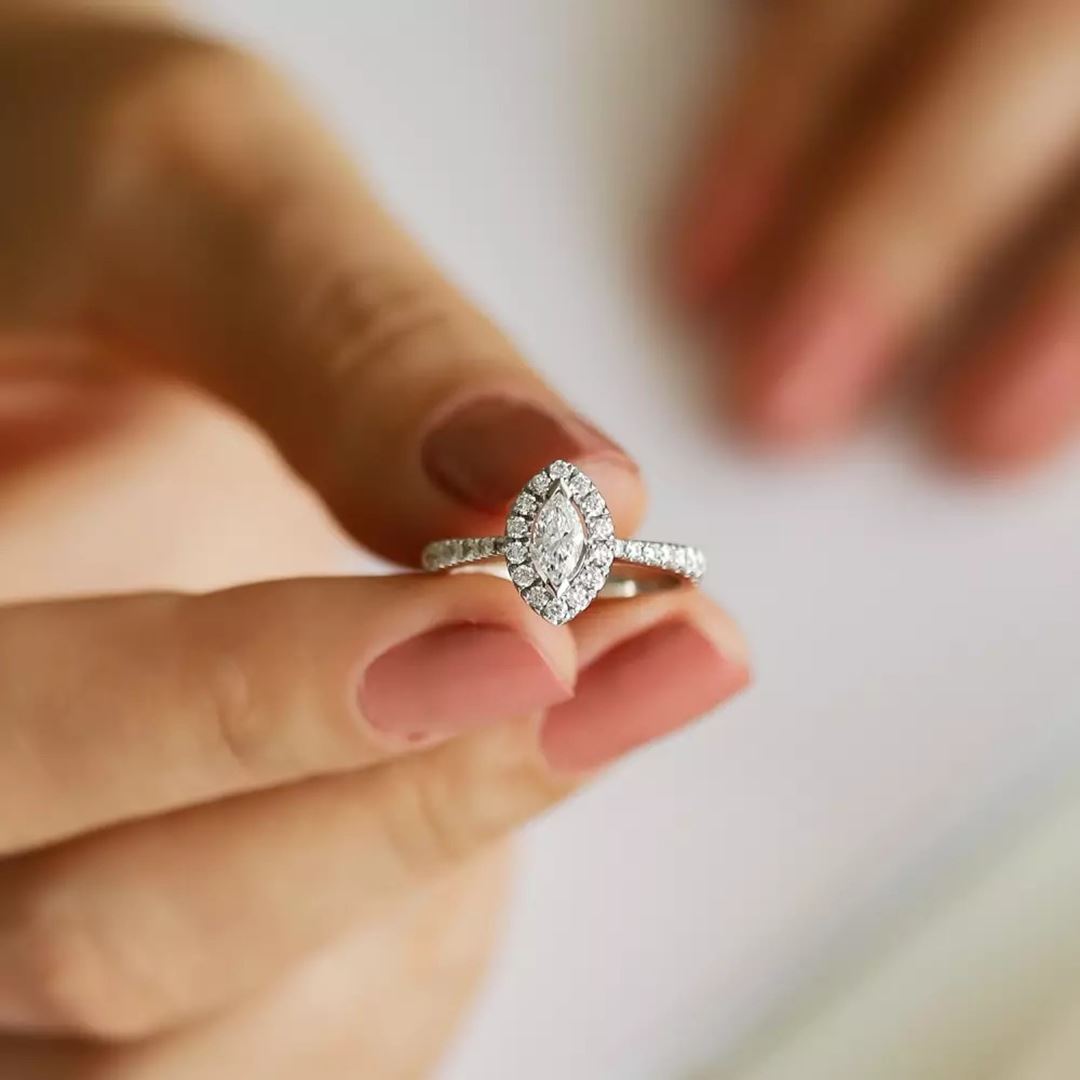 0.82 CT Markiz Kesim Pırlanta Taşlı Beyaz Altın Yüzük