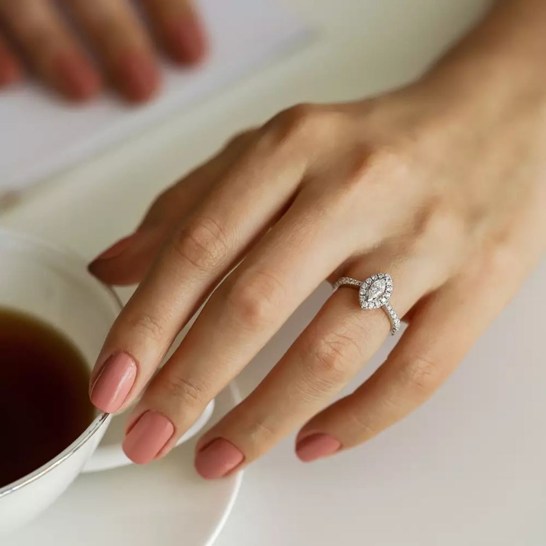 0.82 CT Markiz Kesim Pırlanta Taşlı Beyaz Altın Yüzük