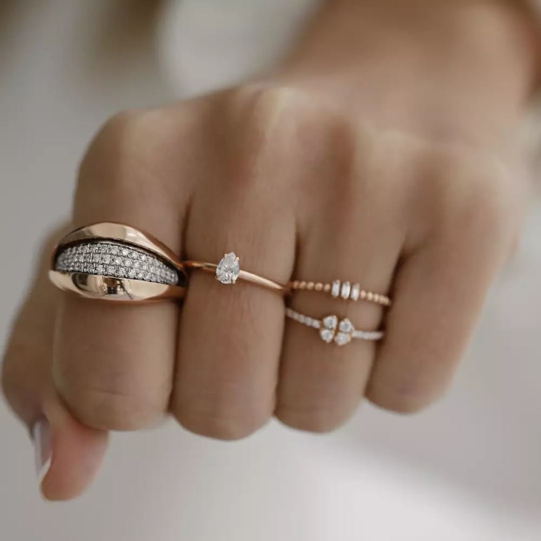 0.30 CT Damla Kesim Tektaş Pırlanta Rose Altın Yüzük