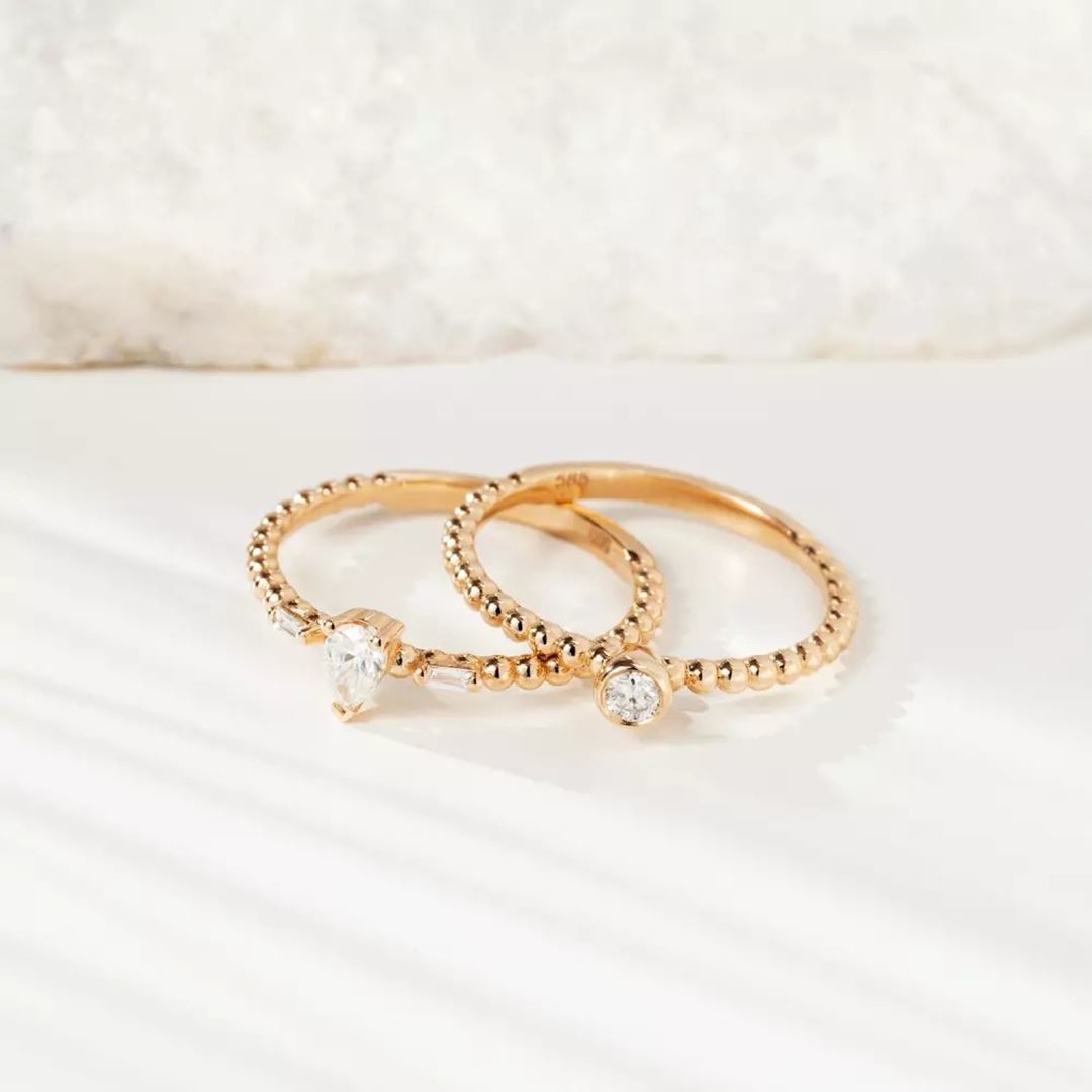 0.22 CT Baget Kesim Pırlanta Taşlı Rose Altın Yüzük