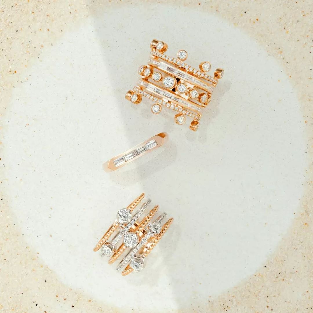 Cross Baget Kesim Pırlanta Taşlı Rose Altın Yüzük