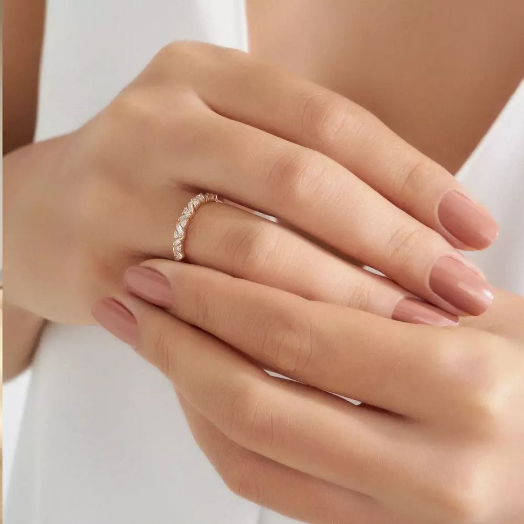 Edith Baget Kesim Pırlanta Taşlı Rose Altın Yüzük