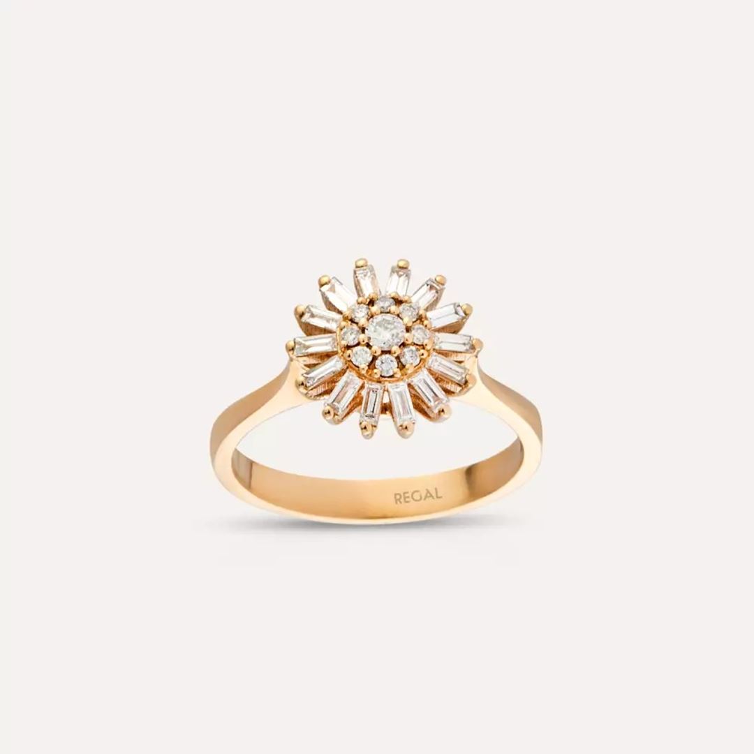 Shiny 0.49 CT Pırlanta Taşlı Rose Altın Yüzük