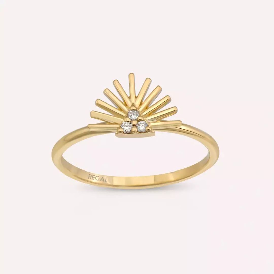 Solis Pırlanta Taşlı Sarı Altın Yüzük