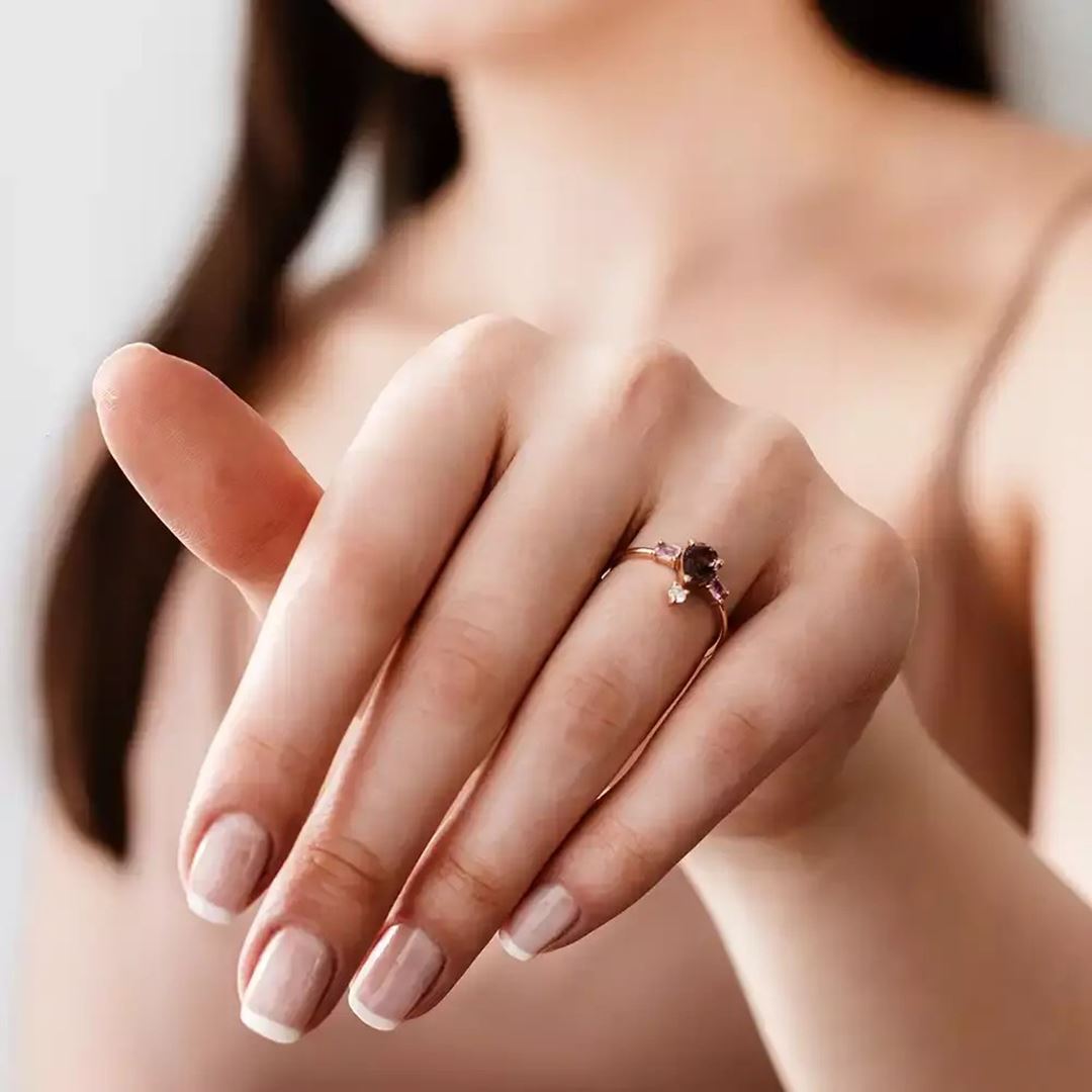 1.16 CT Multicolor Safir ve Pırlanta Taşlı Rose Altın Yüzük