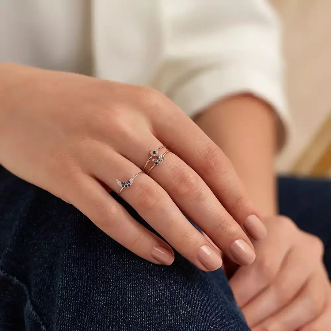 Hearts 0.07 CT Blue Safir ve Pırlanta Taşlı Rose Altın Yüzük