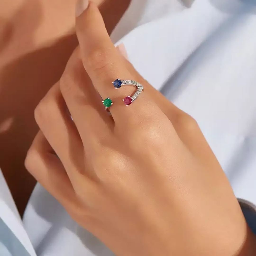 1.10 CT Pırlanta ve Değerli Taşlı Rose Altın Yüzük