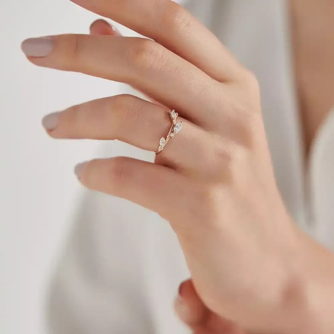 0.42 CT Markiz Kesim Pırlanta Taşlı Rose Altın Yüzük