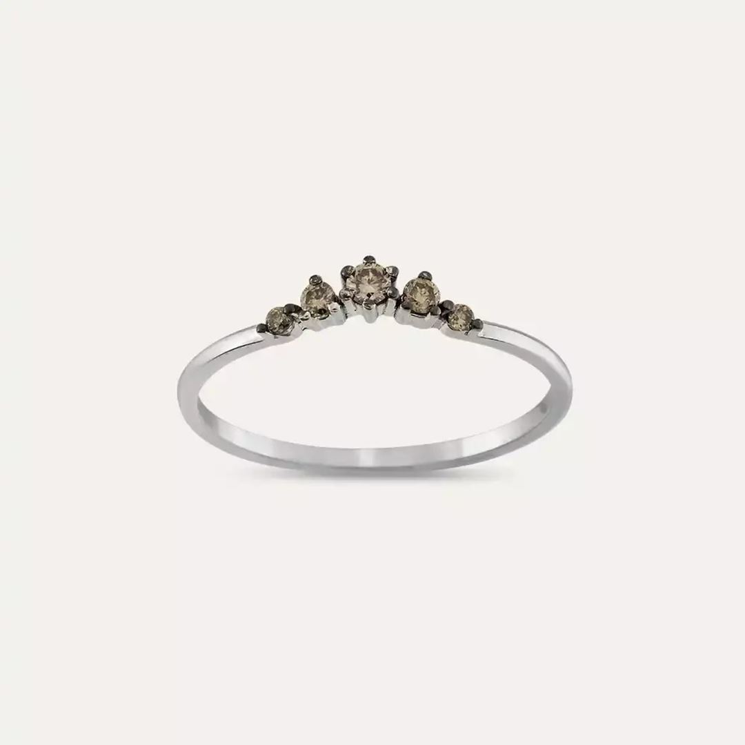 0.12 CT Beloved Brown Pırlanta Taşlı Beyaz Altın Yüzük