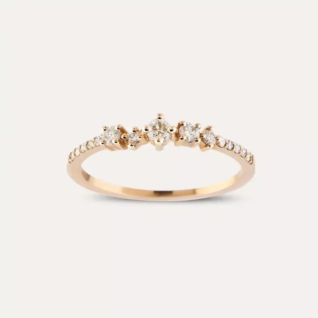 Bloom Pırlanta Taşlı Rose Altın Yüzük