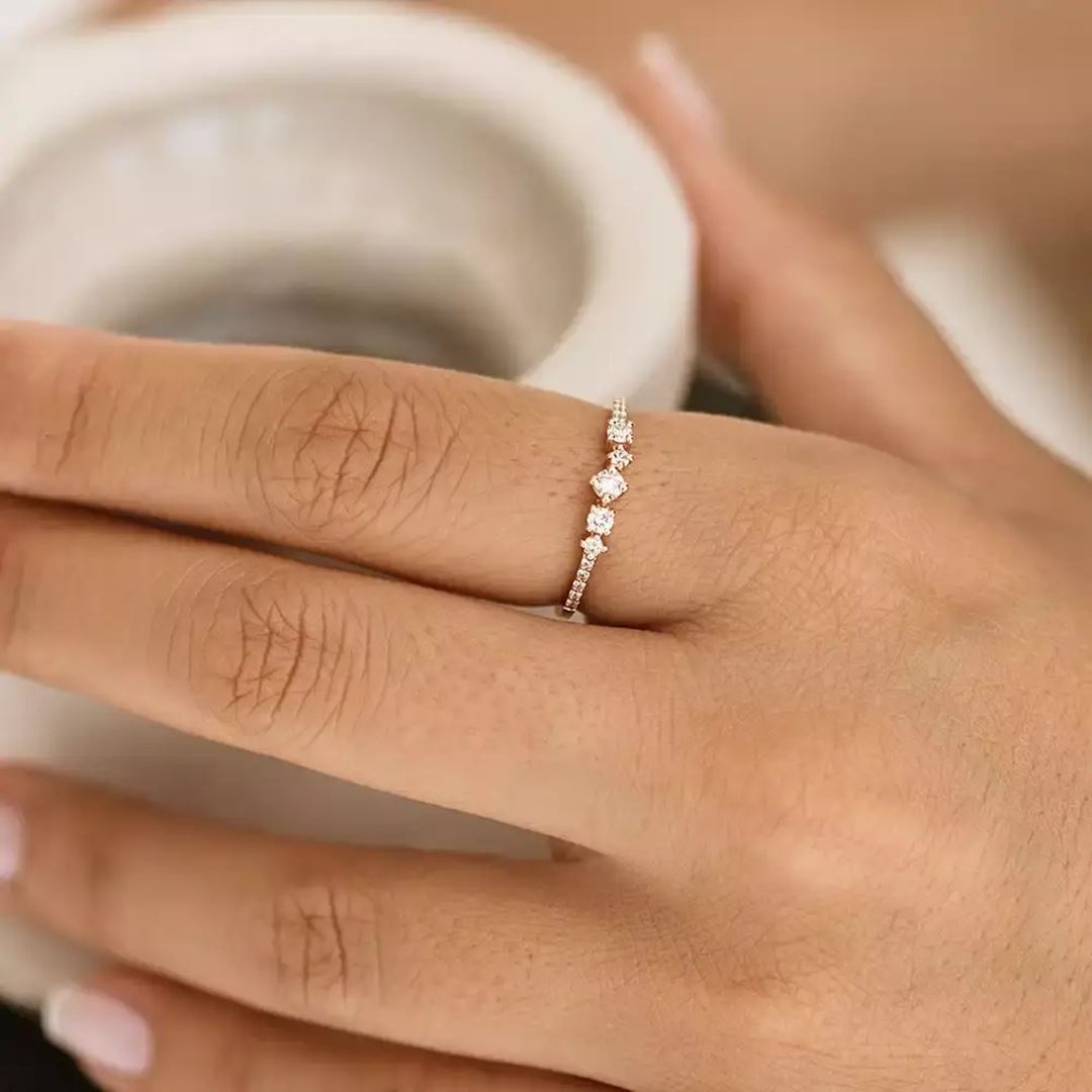 Bloom Pırlanta Taşlı Rose Altın Yüzük