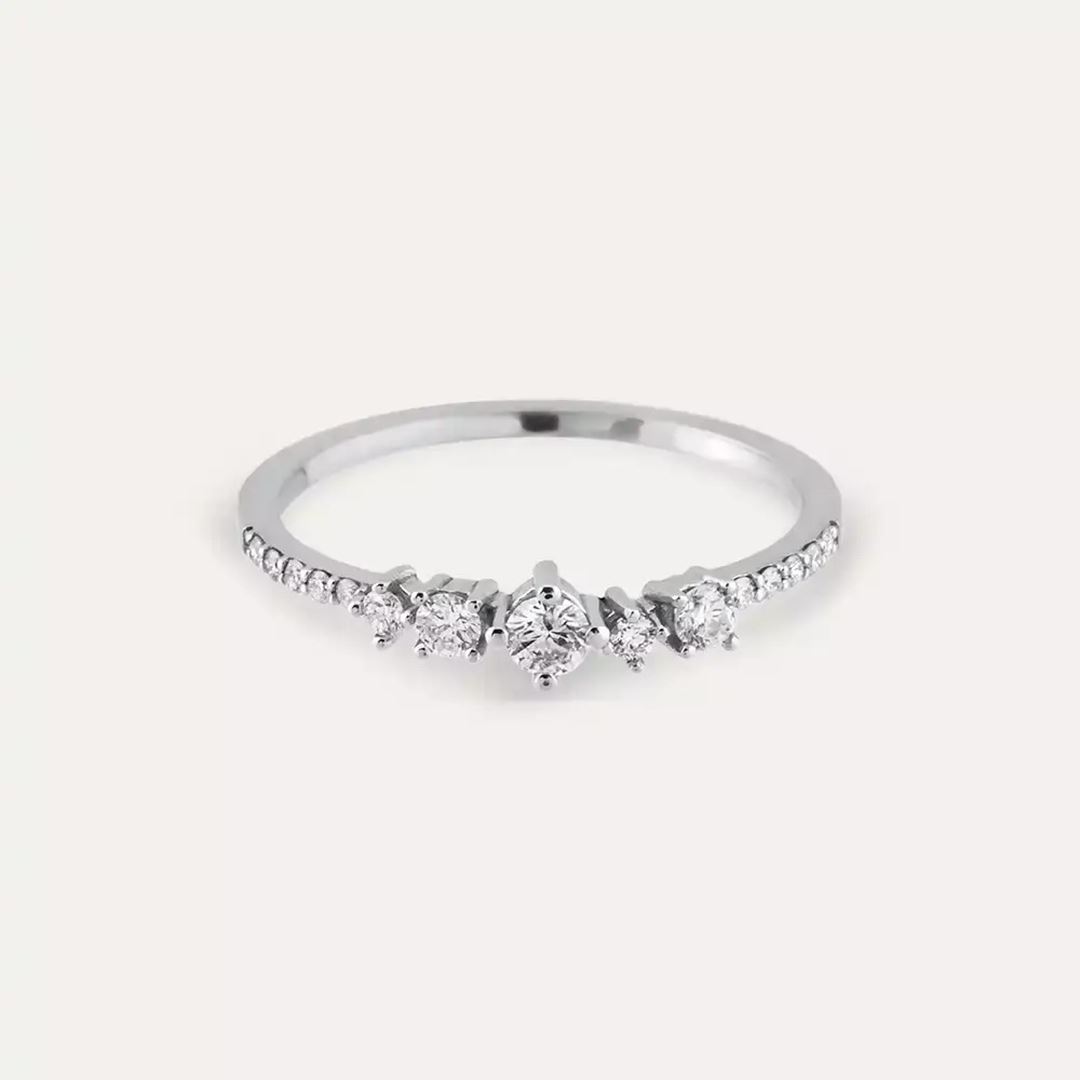 Bloom Pırlanta Taşlı Beyaz Altın Yüzük