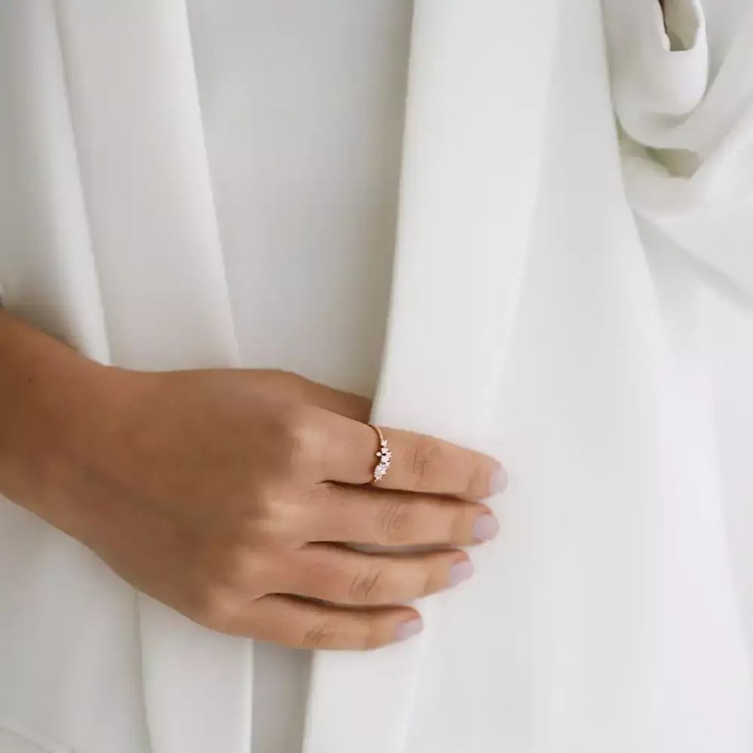 Rina 0.46 CT Pırlanta Taşlı Rose Altın Yüzük