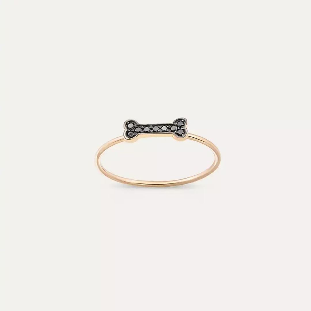 Droopy 0.06 CT Siyah Pırlanta Taşlı Yüzük