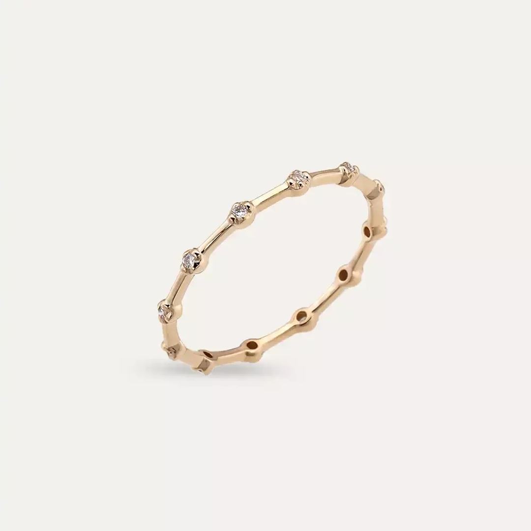 Sprit 0.07 CT Pırlanta Taşlı Rose Altın Yüzük