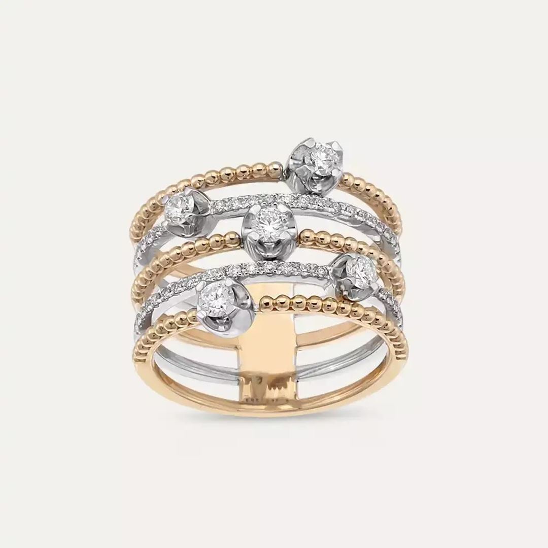 0.56 CT Pırlanta Taşlı Sıralı Yüzük