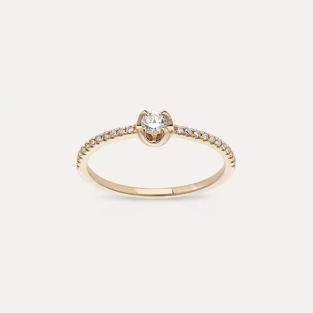 0.24 CT Pırlanta Taşlı Rose Altın Yüzük