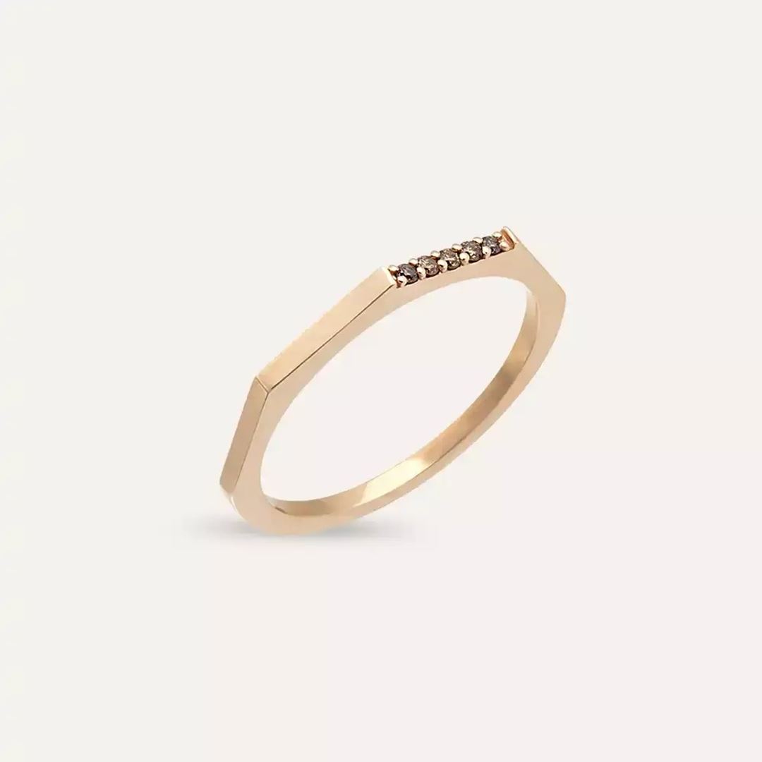 0.05 CT Brown Pırlanta Taşlı Rose Altın Yüzük Pırlanta Yüzük