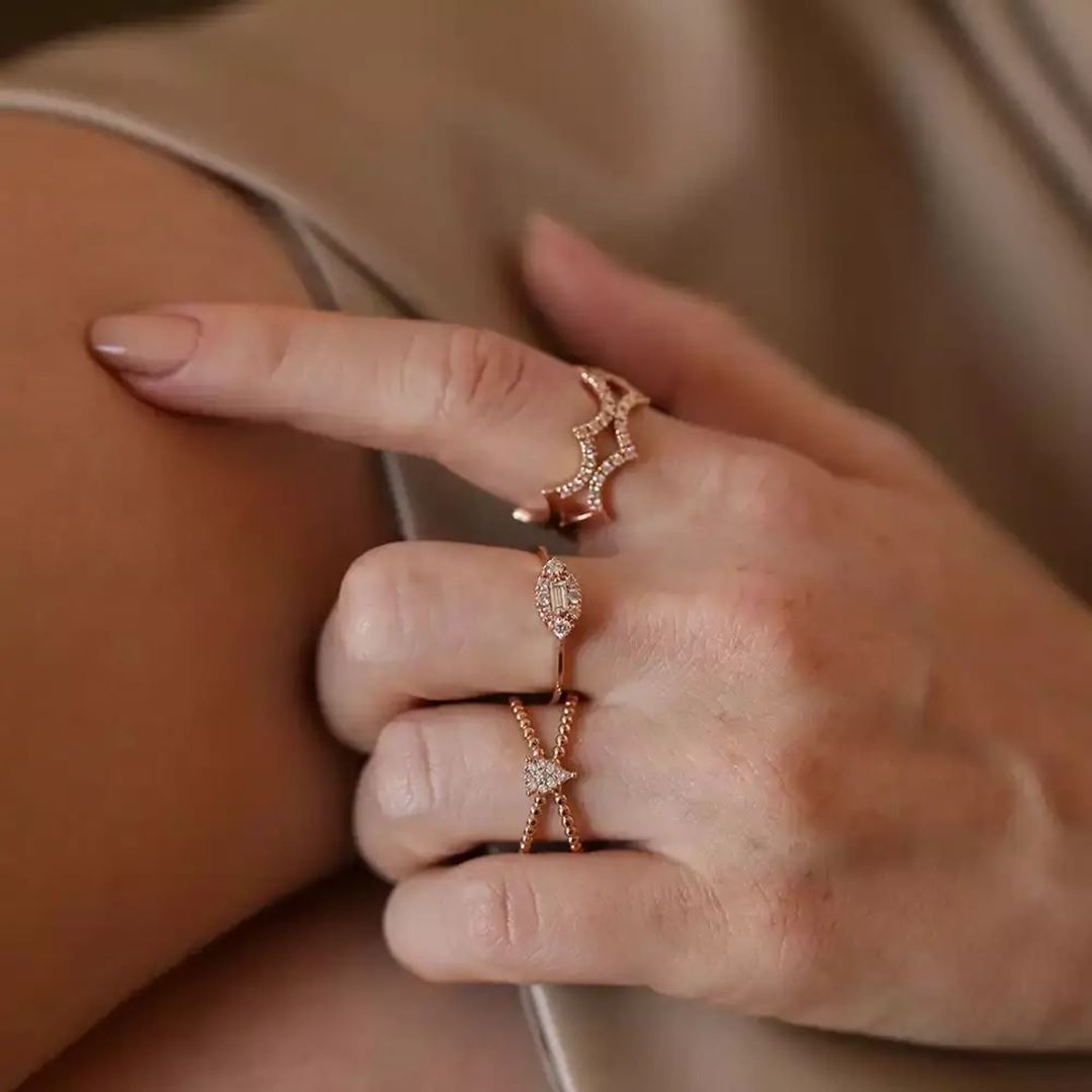 0.73 CT Pırlanta Taşlı Rose Altın Yüzük