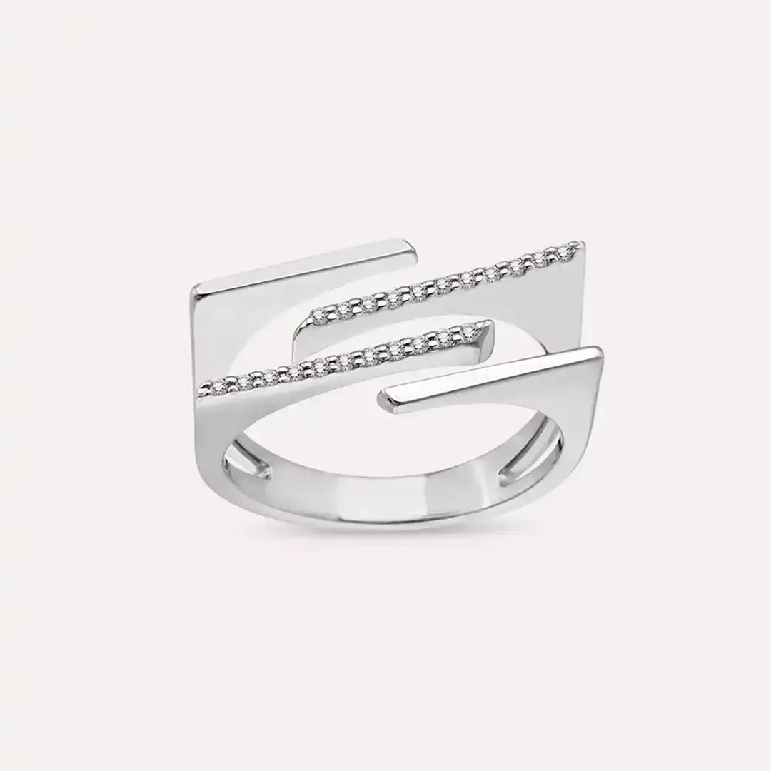 Linear 0.11 CT Pırlanta Taşlı Beyaz Altın Yüzük