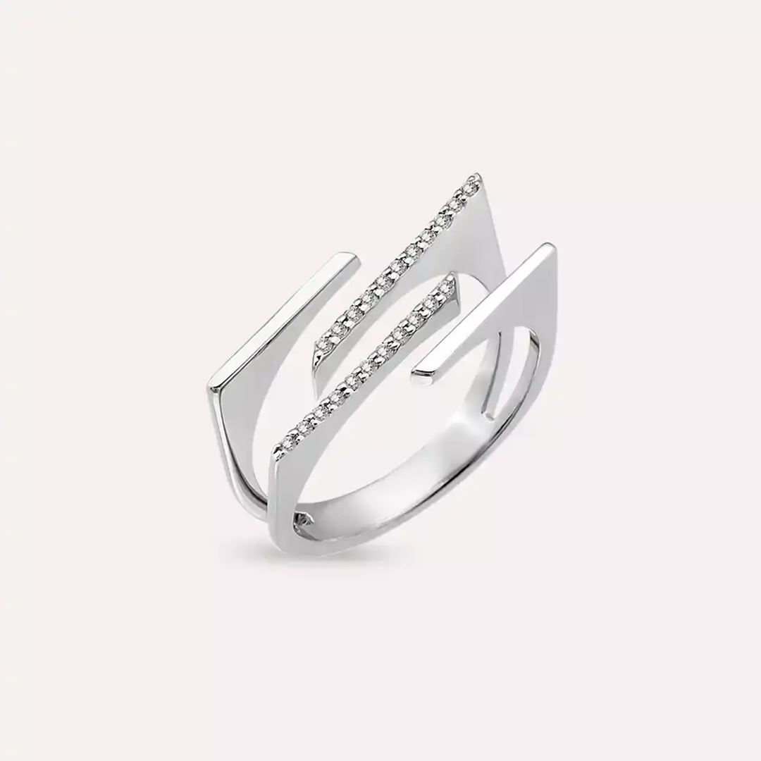Linear 0.11 CT Pırlanta Taşlı Beyaz Altın Yüzük