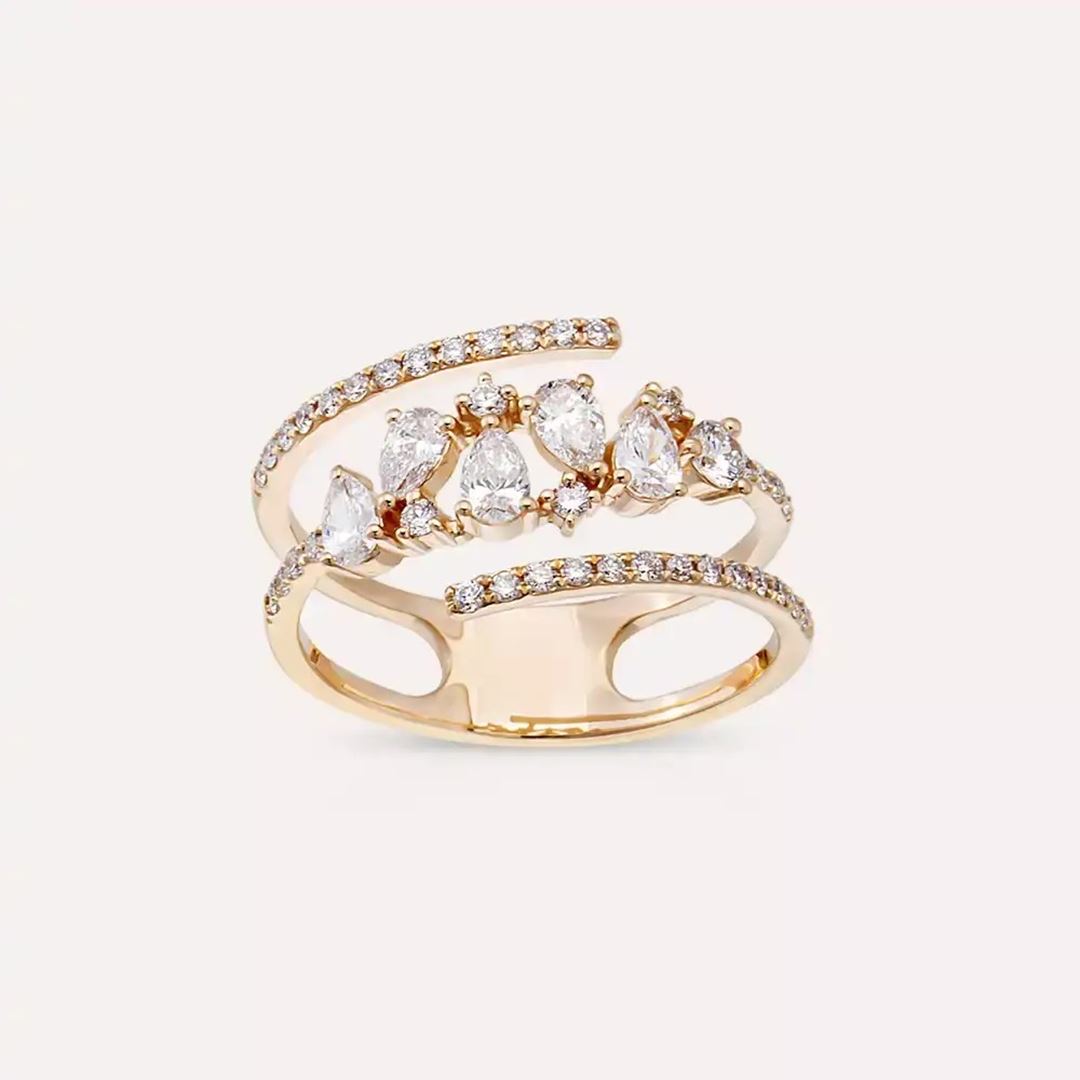 Pia 0.79 CT Damla Kesim Pırlanta Taşlı Rose Altın Yüzük