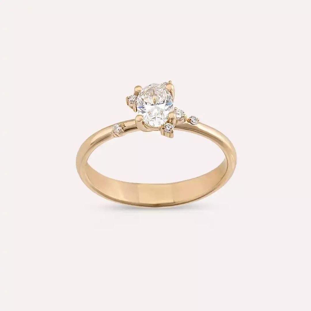 0.57 CT Pırlanta Taşlı Rose Altın Yüzük