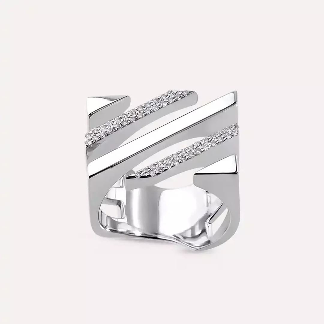 Linear Bold 0.20 CT Pırlanta Taşlı Beyaz Altın Yüzük