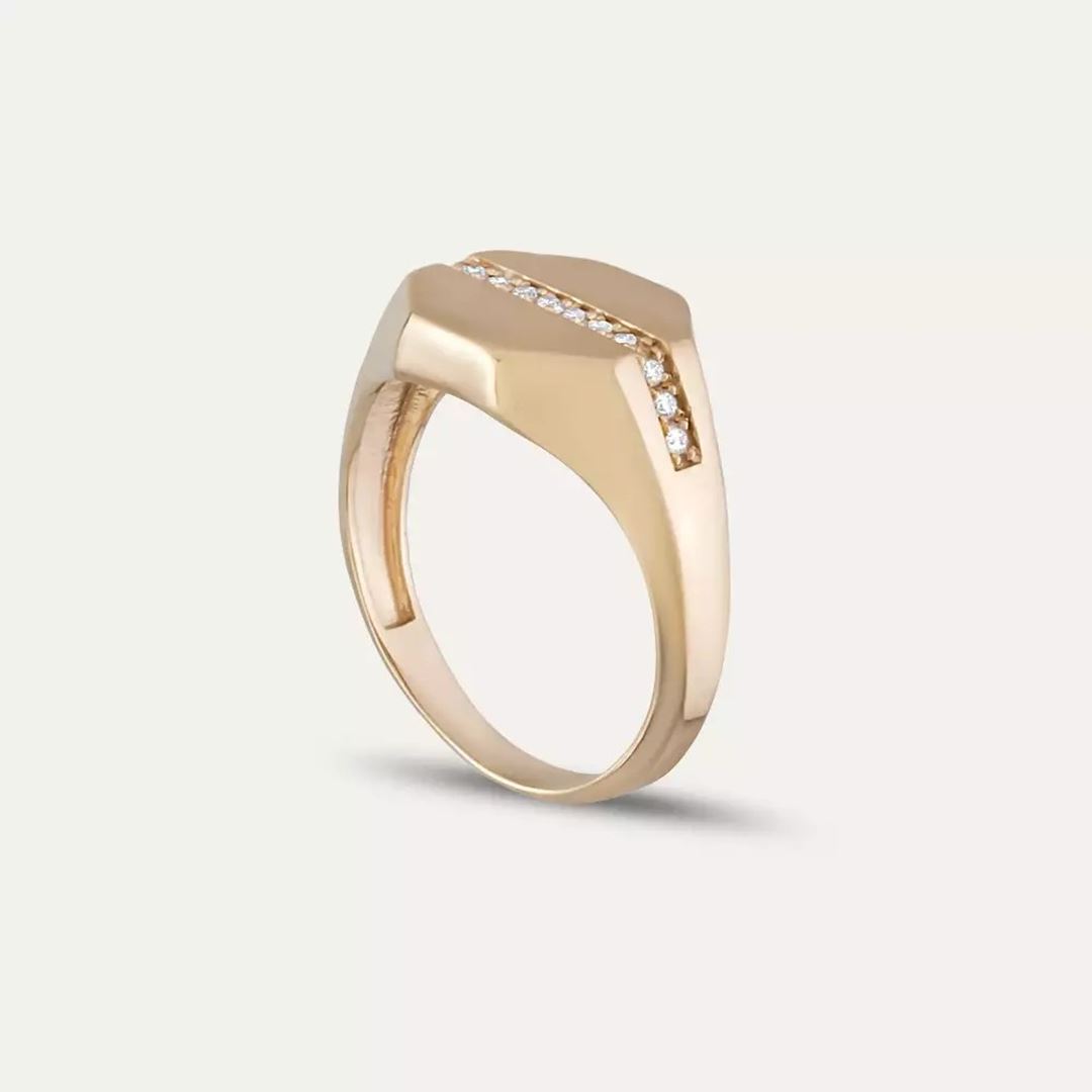 0.10 CT Pırlanta Taşlı Rose Altın Şövalye Yüzük