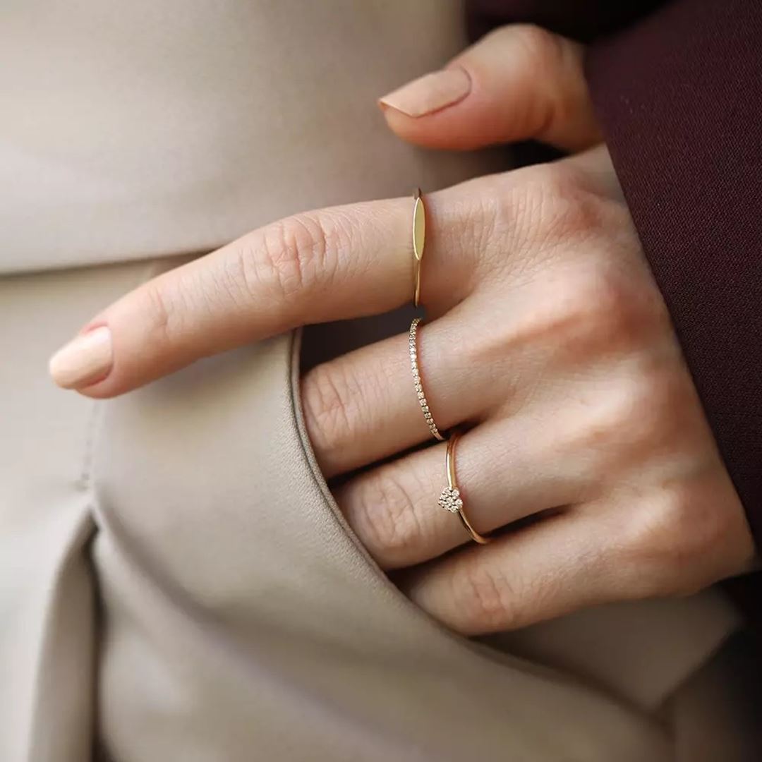 Hearts Pırlanta Taşlı Sarı Altın Yüzük