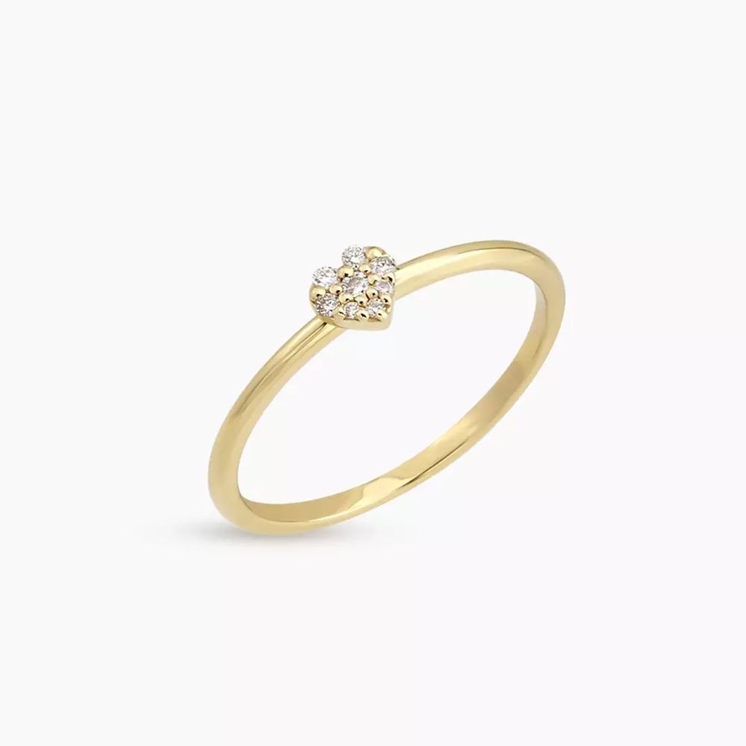 Hearts Pırlanta Taşlı Sarı Altın Yüzük