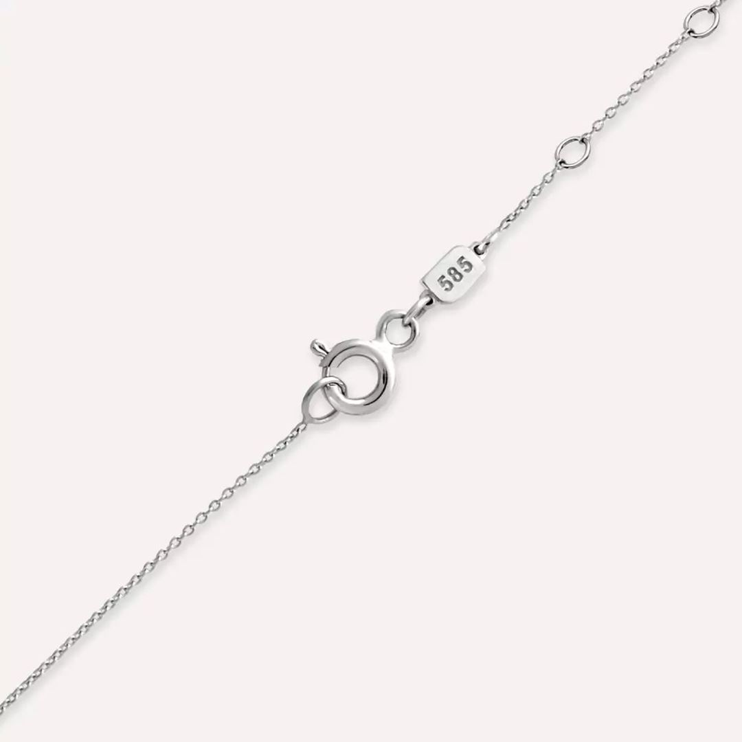 Shuttle Markiz Kesim Safir ve Pırlanta Taşlı Beyaz Altın Kolye