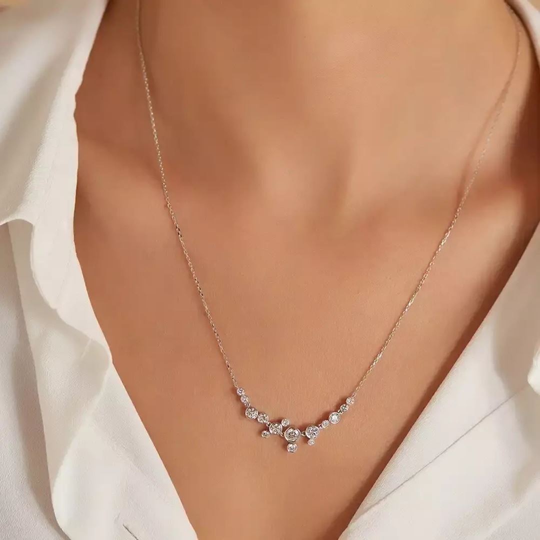 Sion Pırlanta Taşlı Beyaz Altın Kolye