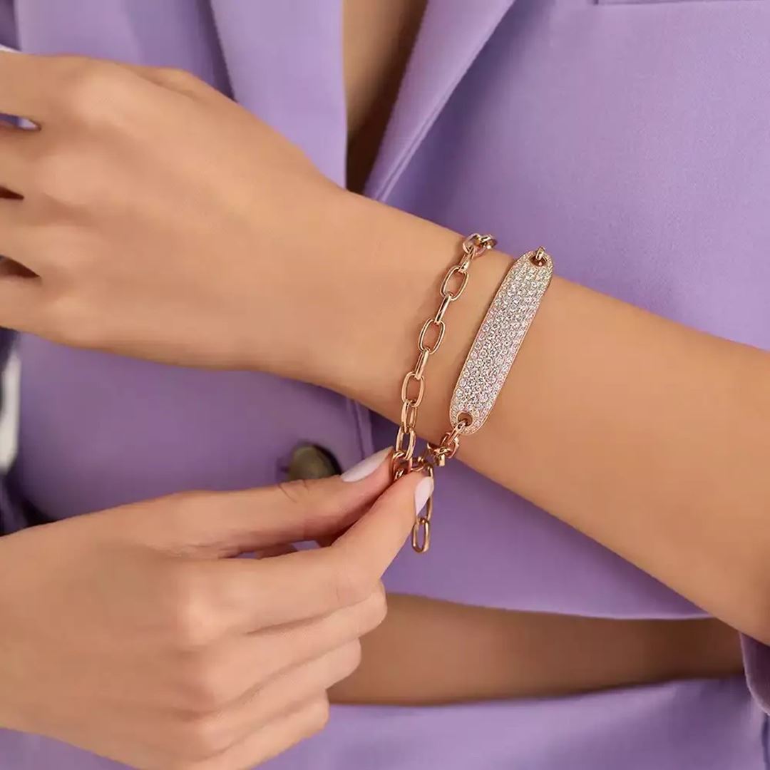 4.00 CT Pırlanta Taşlı Rose Altın Bileklik/ Chooker