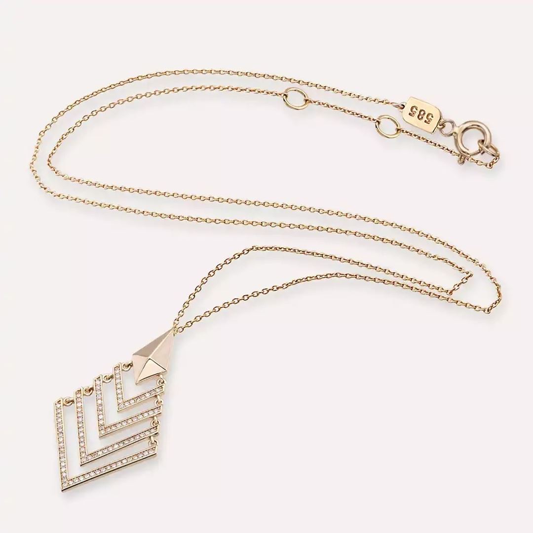 Erel Pırlanta Taşlı Rose Altın Kolye