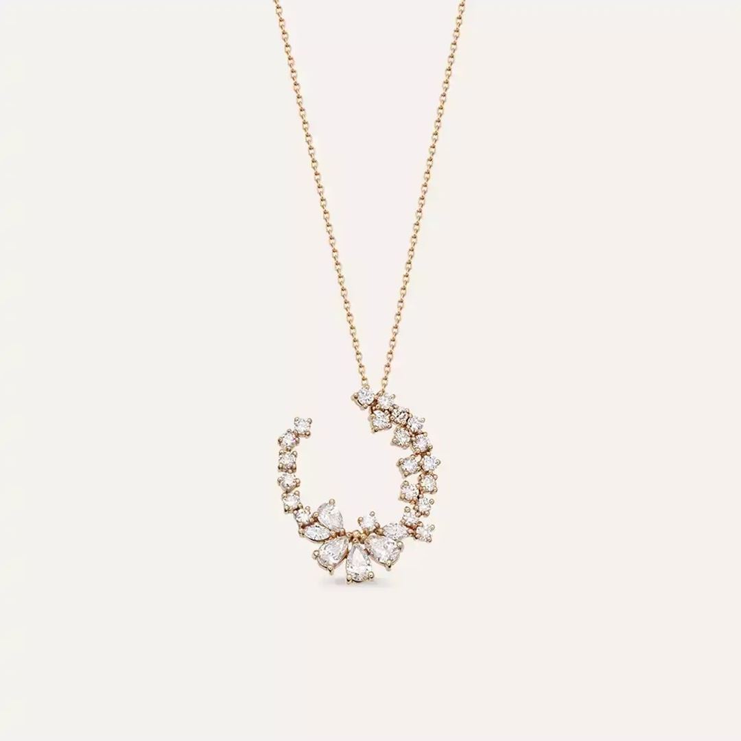 Solve Pırlanta Taşlı Rose Altın Kolye