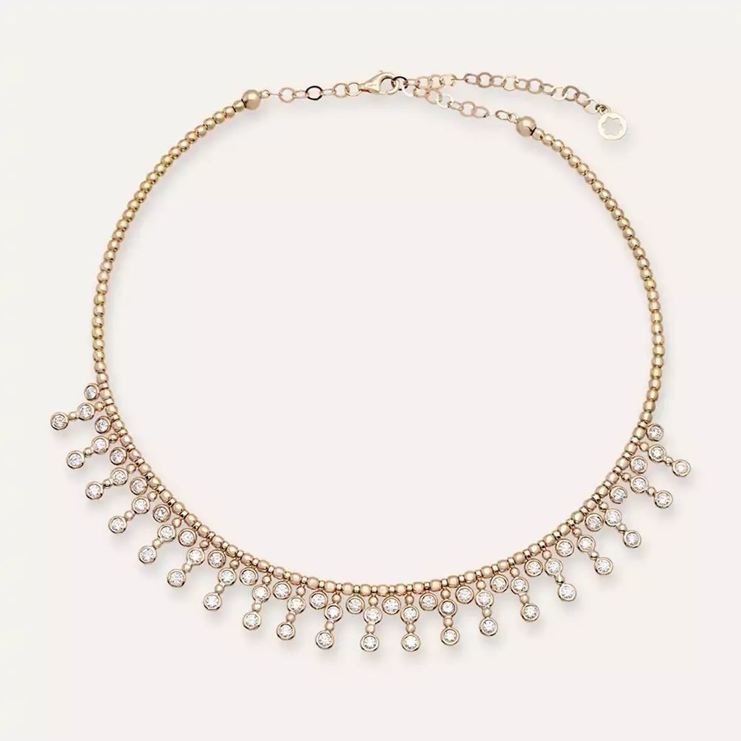 Arin Pırlanta Taşlı Rose Altın Kolye