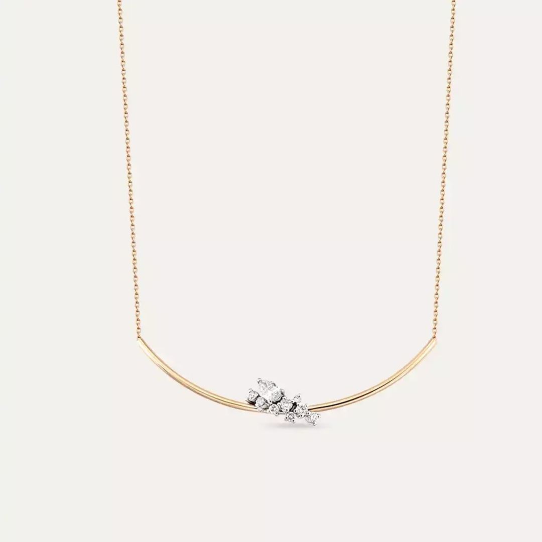 Rina Pırlanta Taşlı Rose Altın Kolye