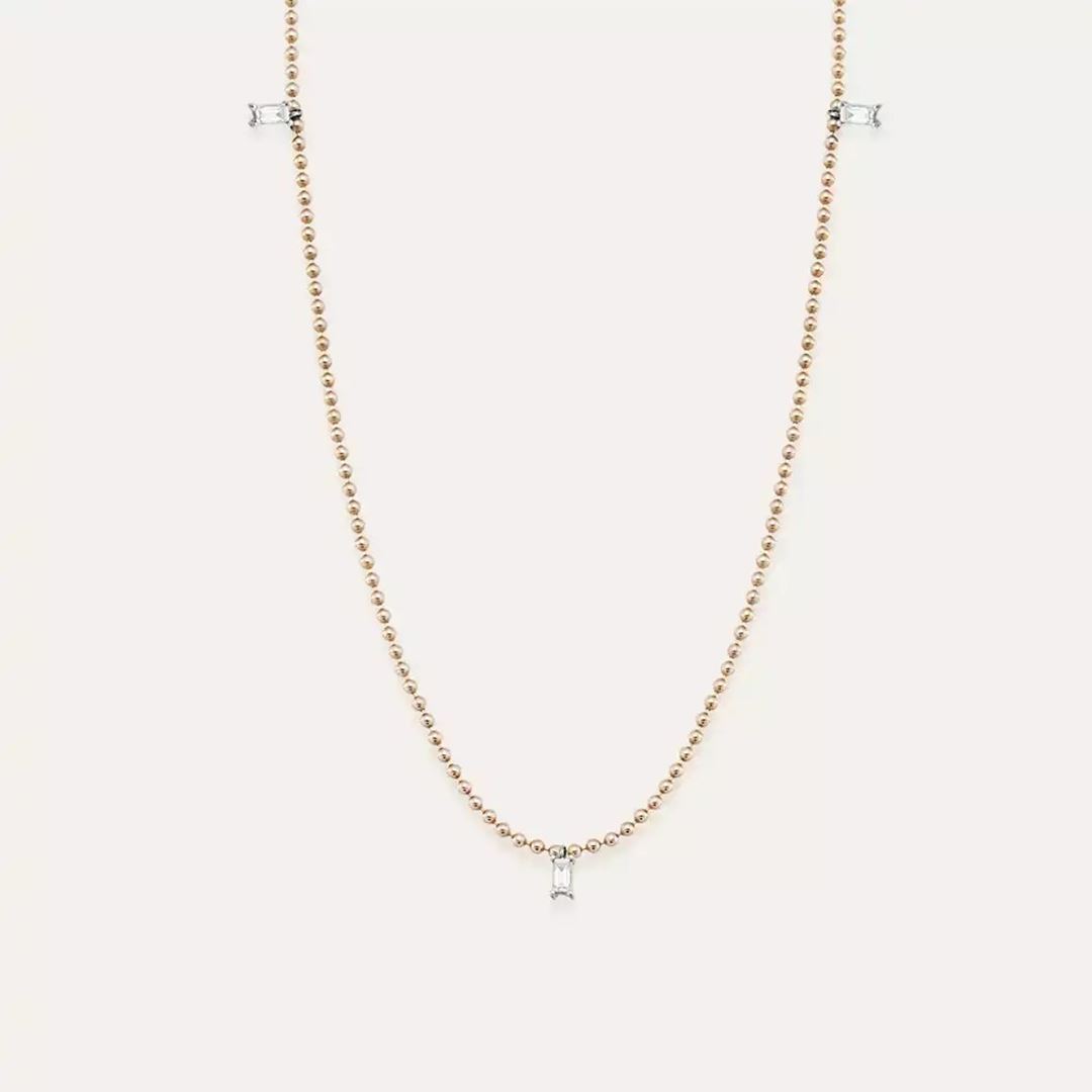 Tess Pırlanta Taşlı Rose Altın Kolye