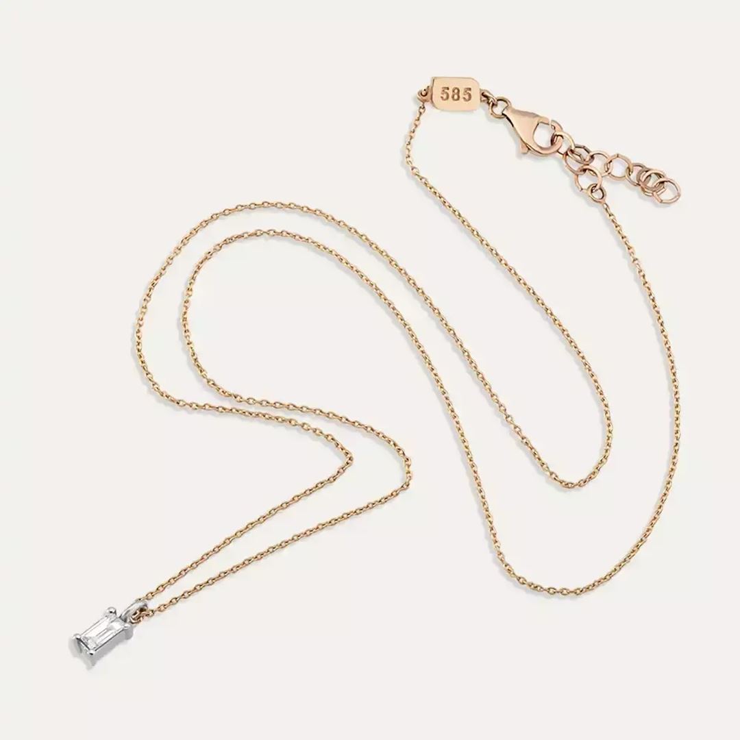 Gia Pırlanta Taşlı Rose Altın Kolye