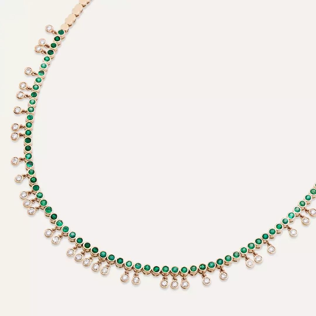 Atomik Pırlanta ve Zümrüt Taşlı Kolye