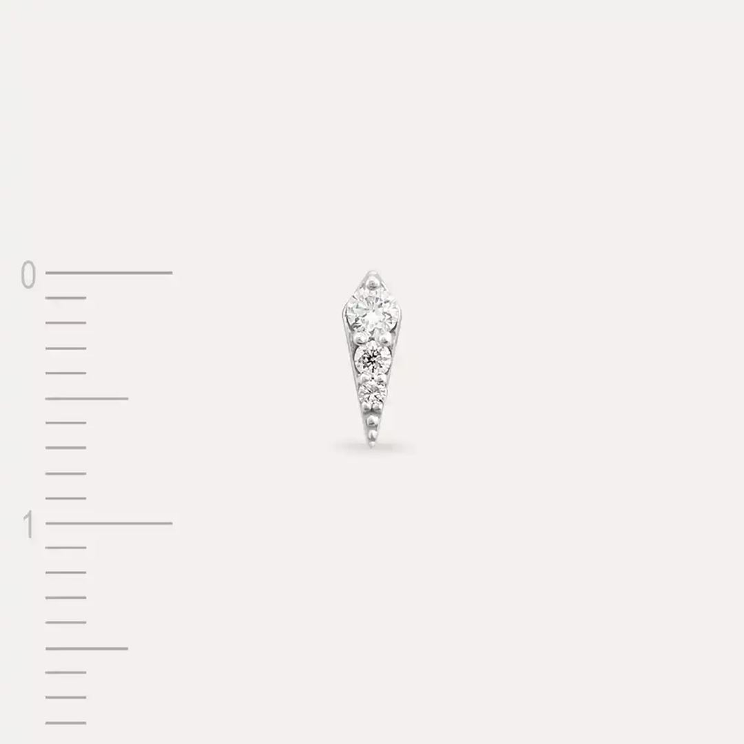 Flon Pırlanta Taşlı Beyaz Altın Mini Tek Küpe