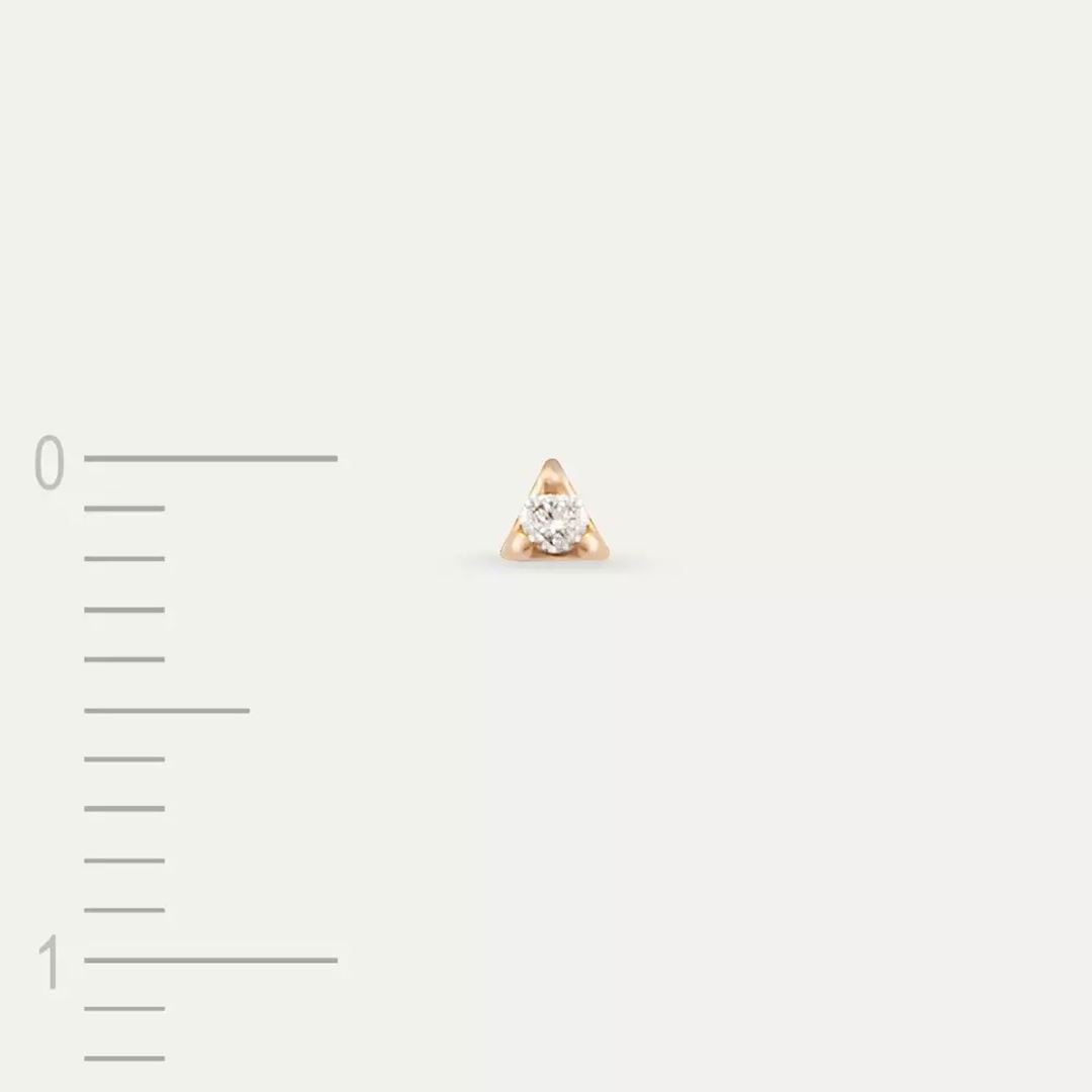 Mini Pırlanta Taşlı Rose Altın Tek Küpe