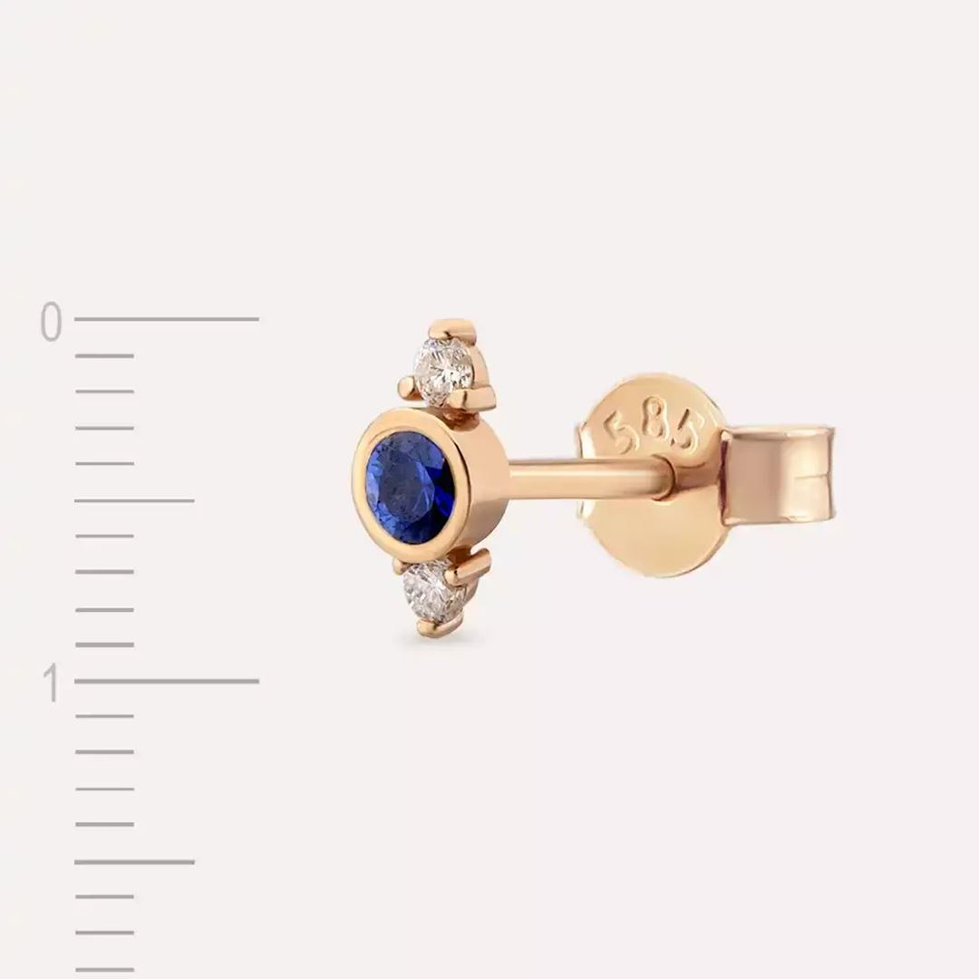 Andy Safir ve Pırlanta Taşlı Rose Altın Tek Küpe