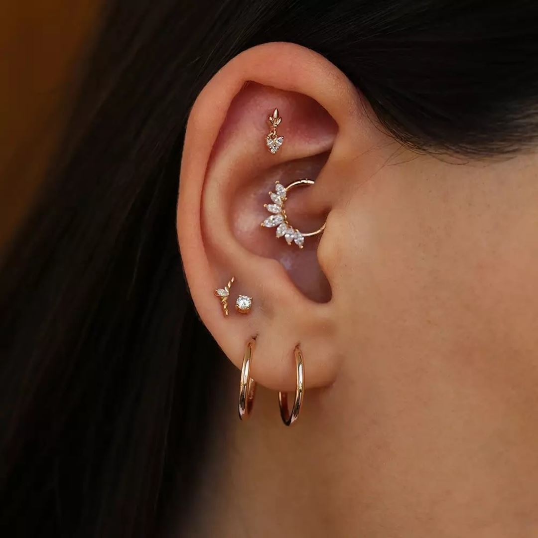 Liora Pırlanta Taşlı Rose Altın Tek Küpe