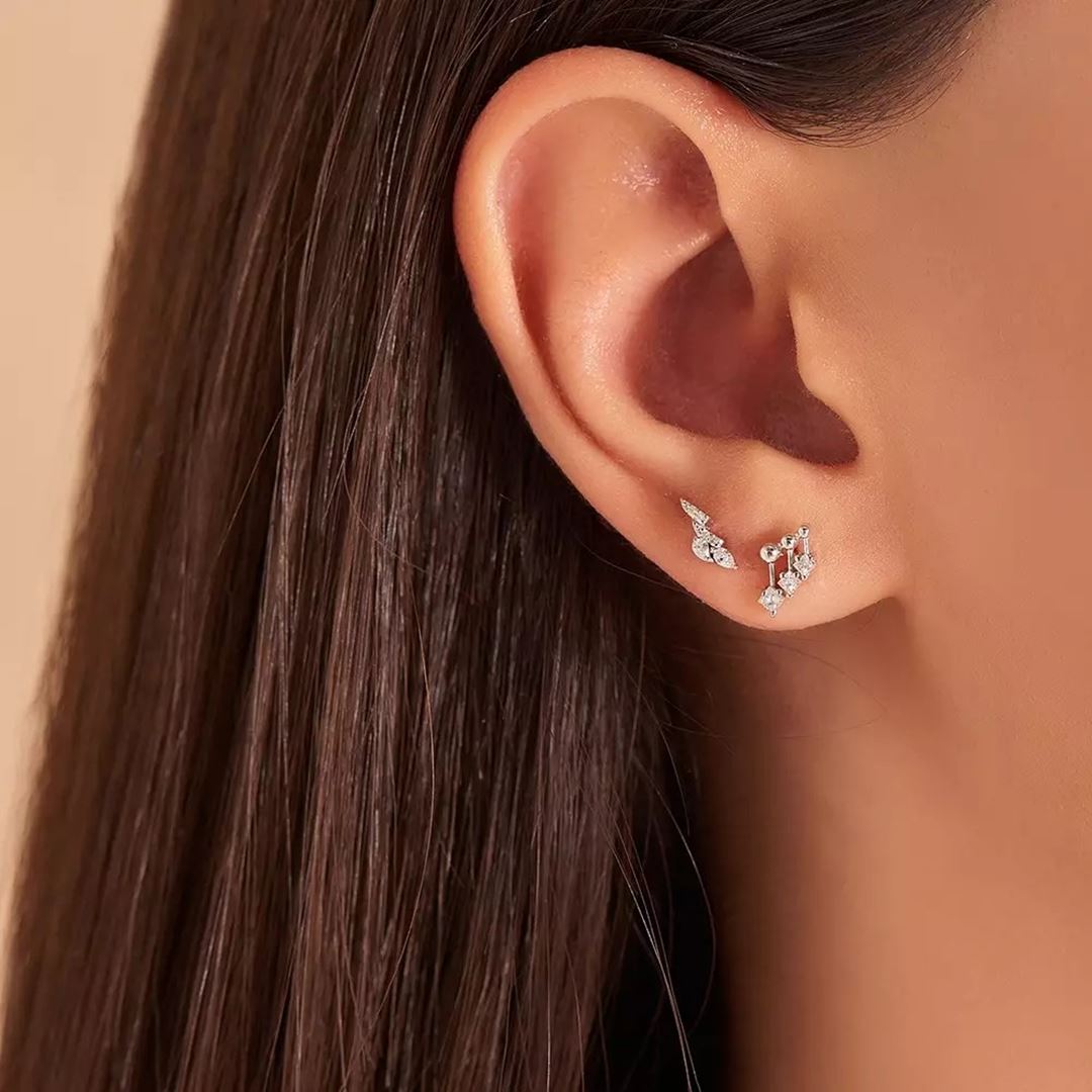 Pulse Prenses Kesim Pırlanta Taşlı Beyaz Altın Altın Tek Küpe